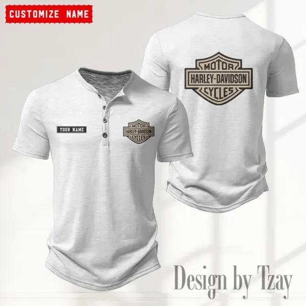 Harley Davidson Button Round Neck T-shirt Trending 2025 CBSBTRNT028