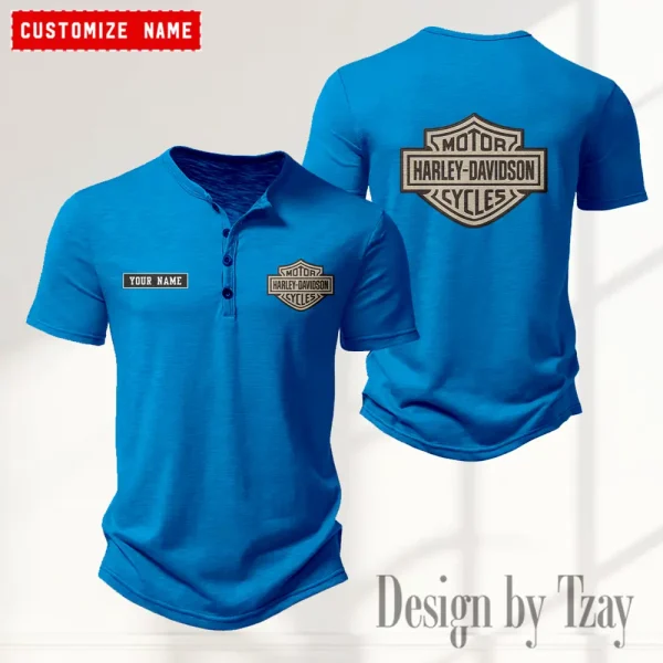 Harley Davidson Button Round Neck T-shirt Trending 2025 CBSBTRNT029