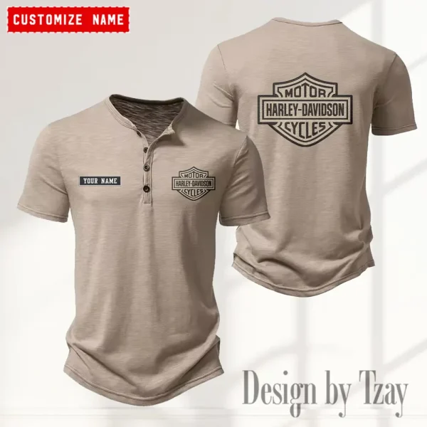 Harley Davidson Button Round Neck T-shirt Trending 2025 CBSBTRNT030