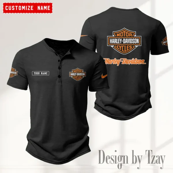 Harley Davidson Button Round Neck T-shirt Trending 2025 CBSBTRNT032