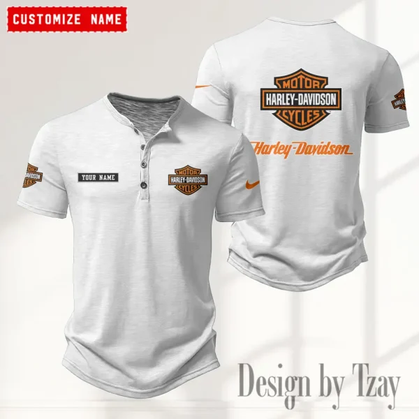 Harley Davidson Button Round Neck T-shirt Trending 2025 CBSBTRNT035
