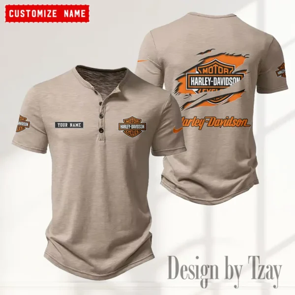 Harley Davidson Button Round Neck T-shirt Trending 2025 CBSBTRNT037