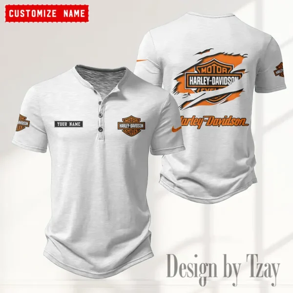 Harley Davidson Button Round Neck T-shirt Trending 2025 CBSBTRNT038