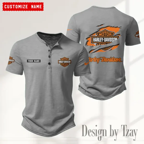 Harley Davidson Button Round Neck T-shirt Trending 2025 CBSBTRNT039