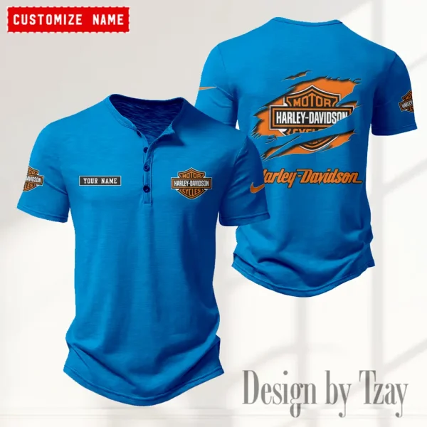Harley Davidson Button Round Neck T-shirt Trending 2025 CBSBTRNT040
