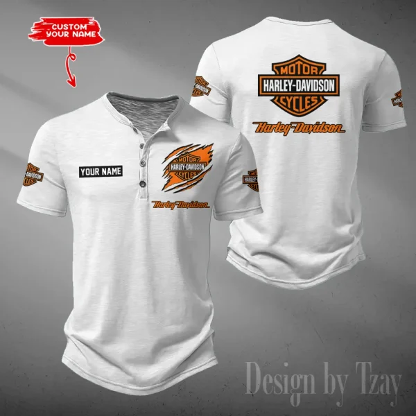 Harley Davidson Button Round Neck T-shirt Trending 2025 CBSBTRNT047