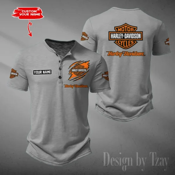 Harley Davidson Button Round Neck T-shirt Trending 2025 CBSBTRNT048