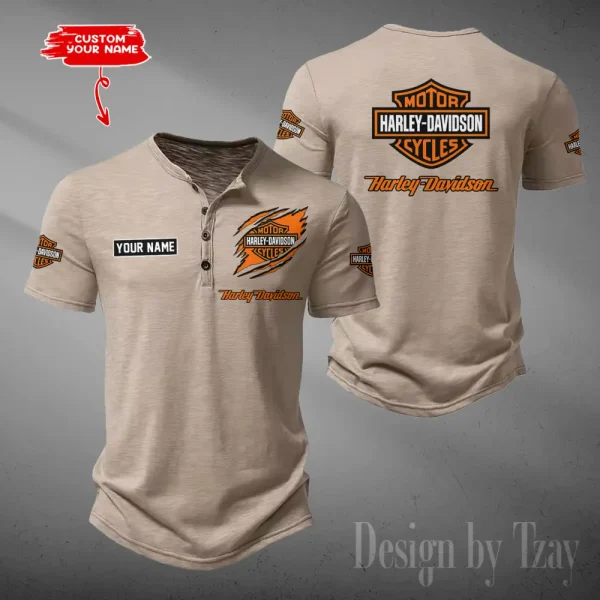 Harley Davidson Button Round Neck T-shirt Trending 2025 CBSBTRNT049