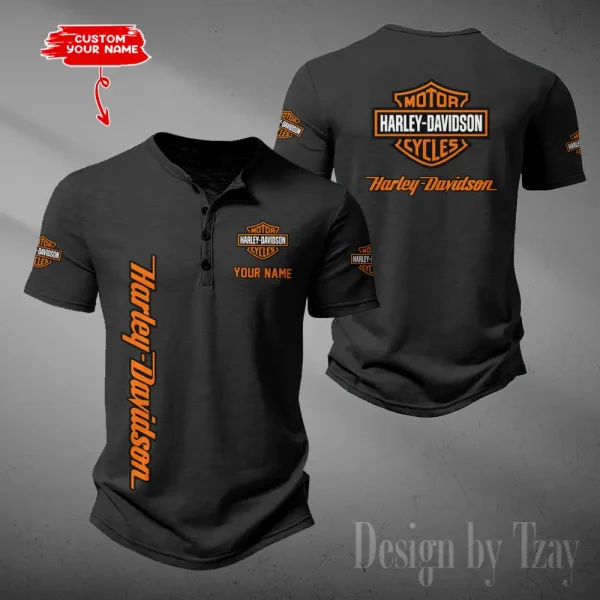 Harley Davidson Button Round Neck T-shirt Trending 2025 CBSBTRNT051