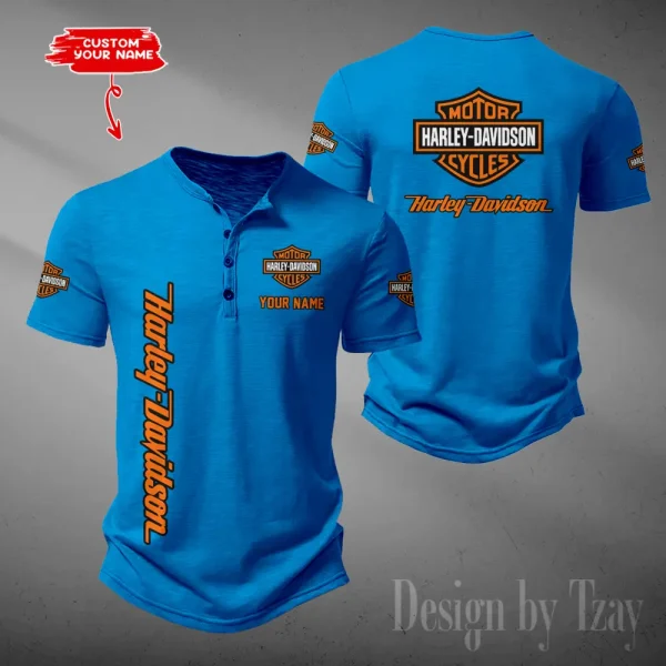 Harley Davidson Button Round Neck T-shirt Trending 2025 CBSBTRNT053