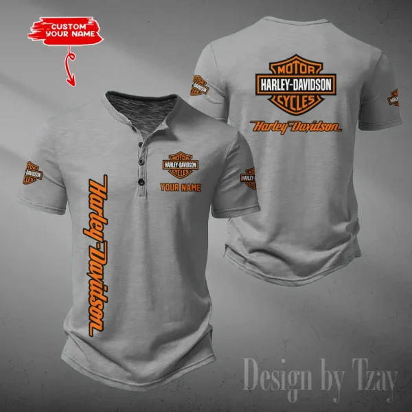Harley Davidson Button Round Neck T-shirt Trending 2025 CBSBTRNT054