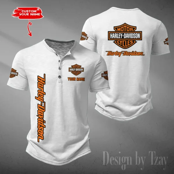 Harley Davidson Button Round Neck T-shirt Trending 2025 CBSBTRNT055