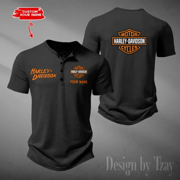 Harley Davidson Button Round Neck T-shirt Trending 2025 CBSBTRNT056