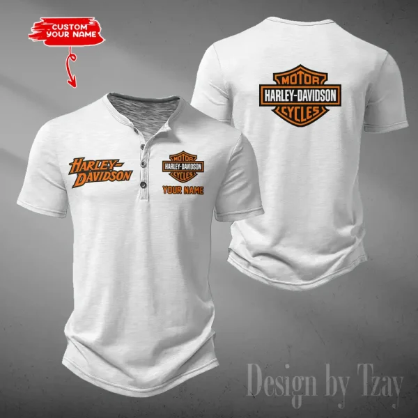 Harley Davidson Button Round Neck T-shirt Trending 2025 CBSBTRNT057