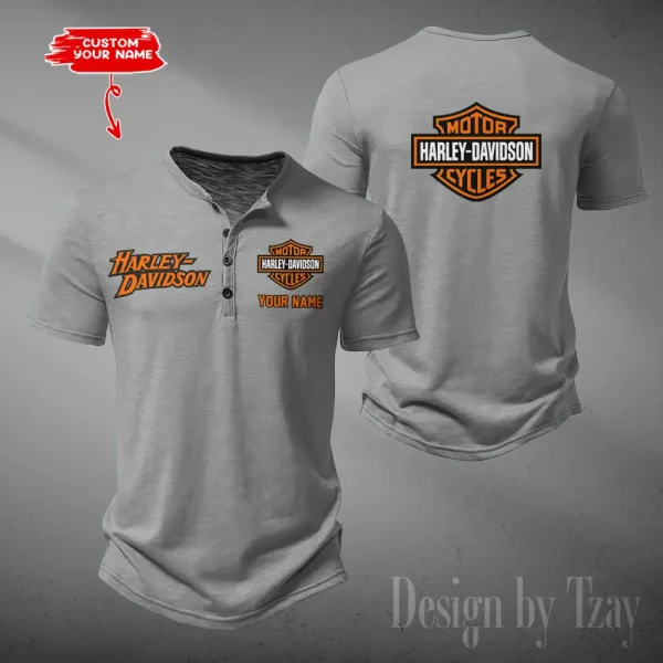 Harley Davidson Button Round Neck T-shirt Trending 2025 CBSBTRNT058