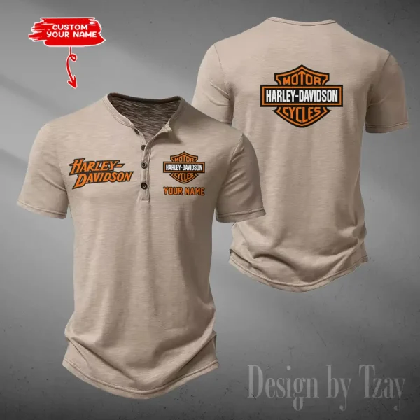 Harley Davidson Button Round Neck T-shirt Trending 2025 CBSBTRNT060