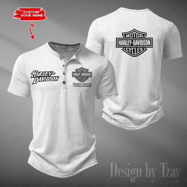 Harley Davidson Button Round Neck T-shirt Trending 2025 CBSBTRNT061