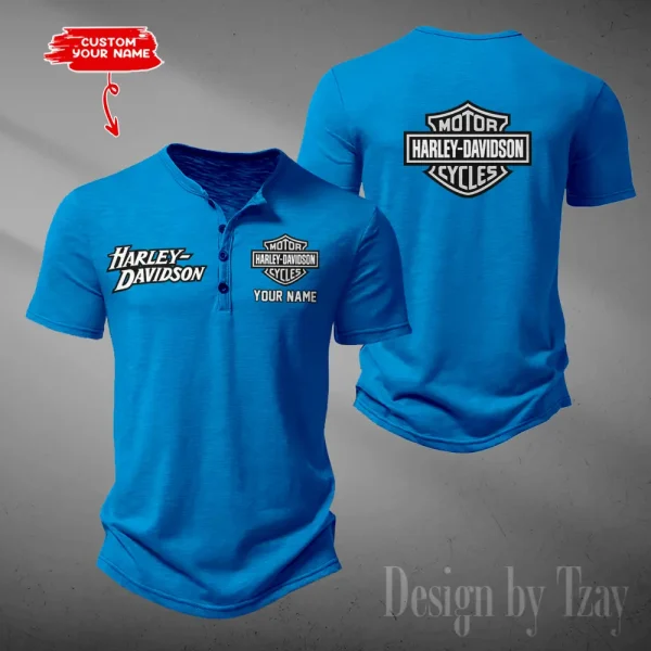 Harley Davidson Button Round Neck T-shirt Trending 2025 CBSBTRNT063