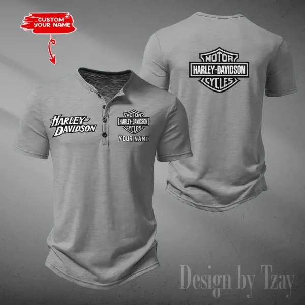 Harley Davidson Button Round Neck T-shirt Trending 2025 CBSBTRNT064