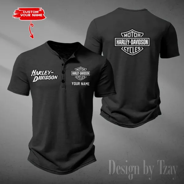 Harley Davidson Button Round Neck T-shirt Trending 2025 CBSBTRNT065