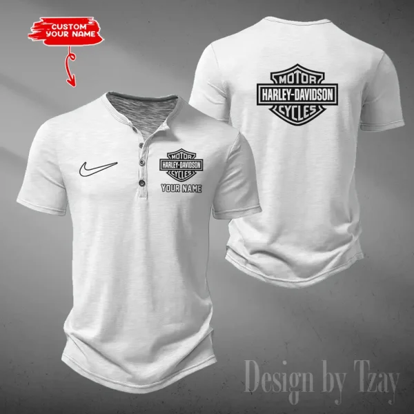 Harley Davidson Button Round Neck T-shirt Trending 2025 CBSBTRNT067