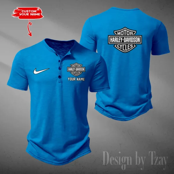 Harley Davidson Button Round Neck T-shirt Trending 2025 CBSBTRNT068