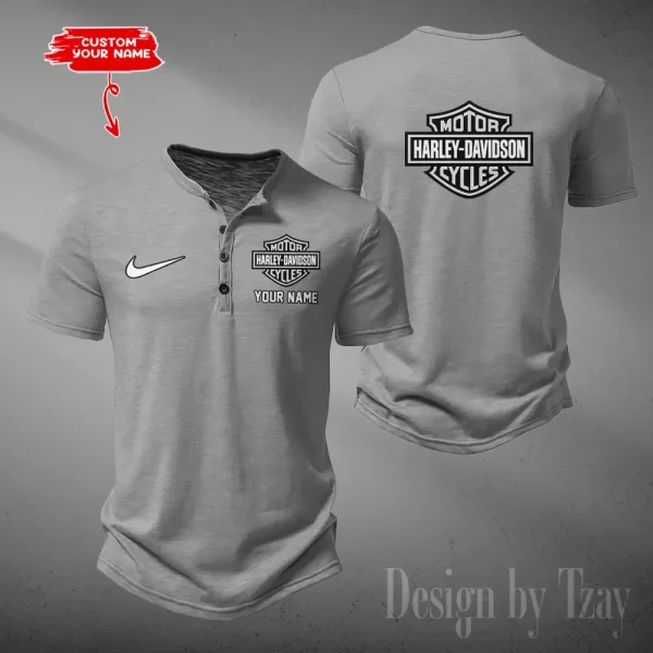 Harley Davidson Button Round Neck T-shirt Trending 2025 CBSBTRNT069