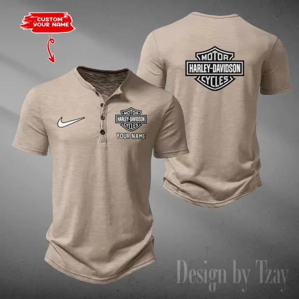 Harley Davidson Button Round Neck T-shirt Trending 2025 CBSBTRNT070