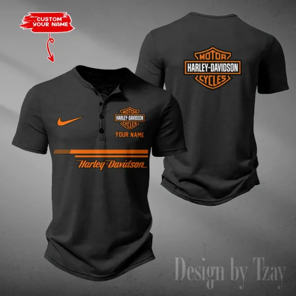 Harley Davidson Button Round Neck T-shirt Trending 2025 CBSBTRNT071