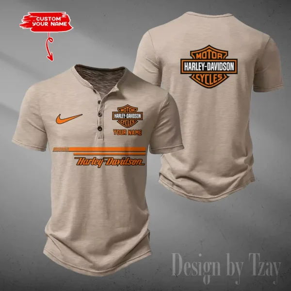 Harley Davidson Button Round Neck T-shirt Trending 2025 CBSBTRNT072