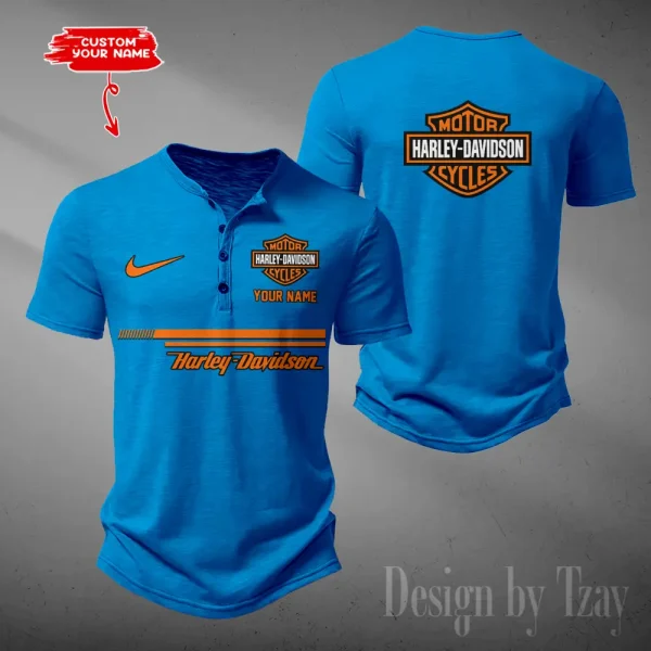 Harley Davidson Button Round Neck T-shirt Trending 2025 CBSBTRNT073