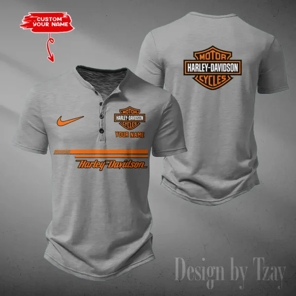 Harley Davidson Button Round Neck T-shirt Trending 2025 CBSBTRNT074
