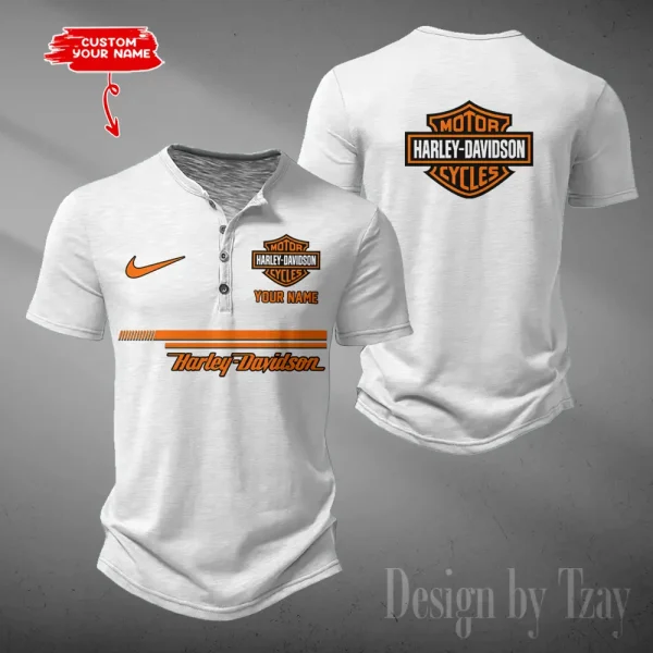 Harley Davidson Button Round Neck T-shirt Trending 2025 CBSBTRNT075