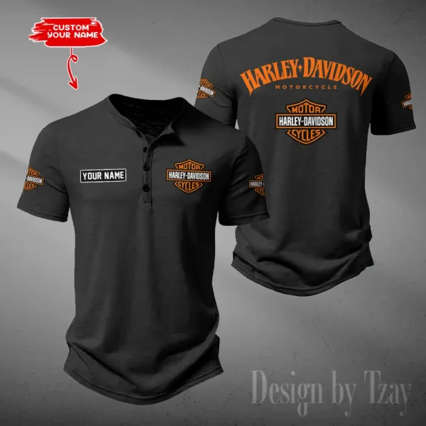 Harley Davidson Button Round Neck T-shirt Trending 2025 CBSBTRNT076