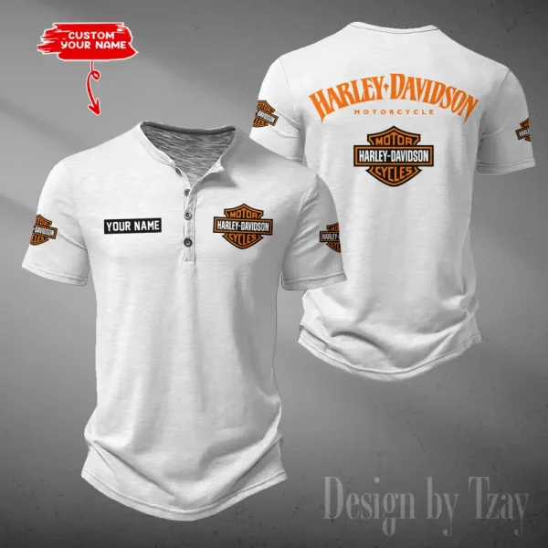 Harley Davidson Button Round Neck T-shirt Trending 2025 CBSBTRNT077