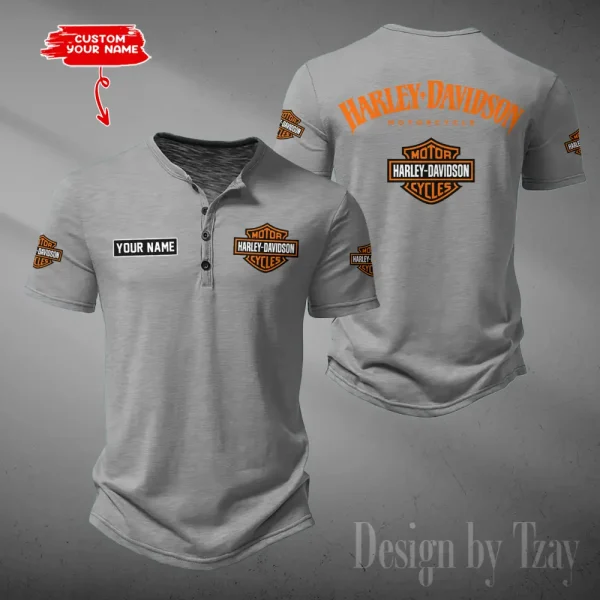 Harley Davidson Button Round Neck T-shirt Trending 2025 CBSBTRNT078