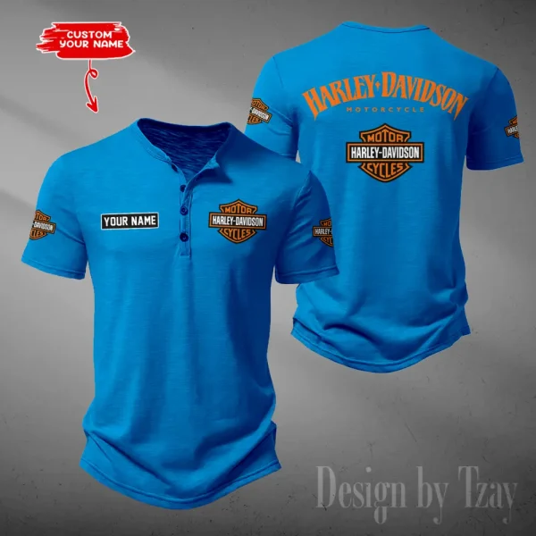 Harley Davidson Button Round Neck T-shirt Trending 2025 CBSBTRNT079