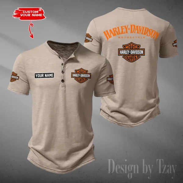 Harley Davidson Button Round Neck T-shirt Trending 2025 CBSBTRNT080