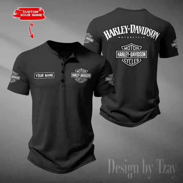 Harley Davidson Button Round Neck T-shirt Trending 2025 CBSBTRNT081