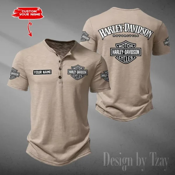 Harley Davidson Button Round Neck T-shirt Trending 2025 CBSBTRNT082