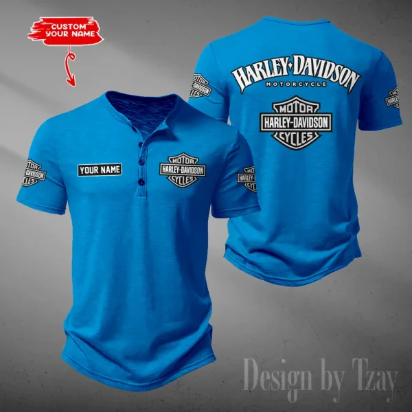 Harley Davidson Button Round Neck T-shirt Trending 2025 CBSBTRNT083