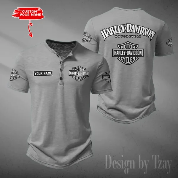 Harley Davidson Button Round Neck T-shirt Trending 2025 CBSBTRNT084