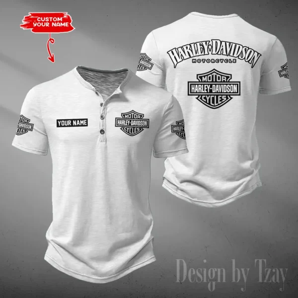 Harley Davidson Button Round Neck T-shirt Trending 2025 CBSBTRNT085