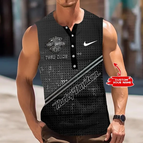 Harley Davidson Button Tank Tops Sleeveless Summer Shirt VDBTSSS037