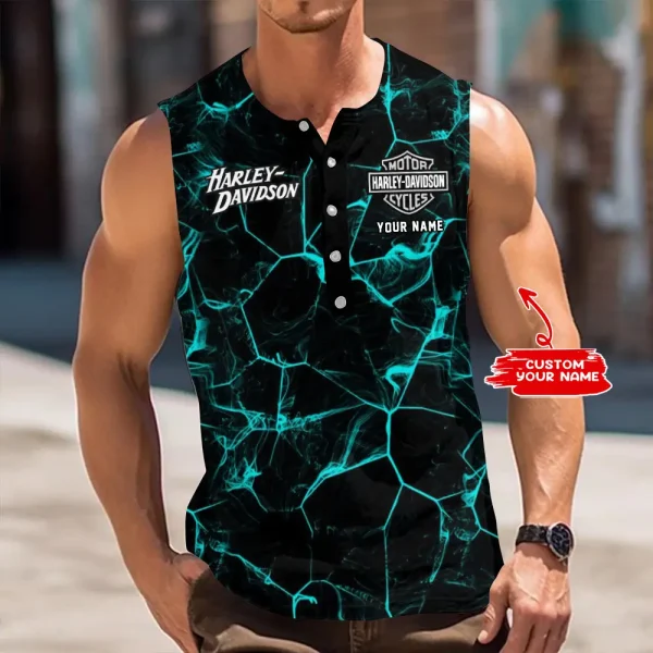 Harley Davidson Button Tank Tops Sleeveless Summer Shirt VDBTSSS041