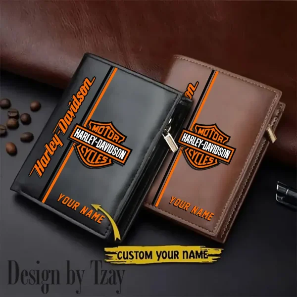 Harley Davidson Men Leather Zipper Vertical Purse VDLVW024