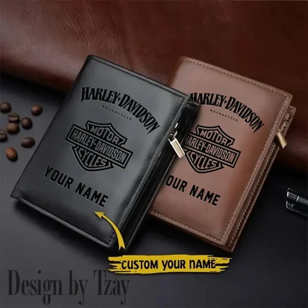 Harley Davidson Men Leather Zipper Vertical Purse VDLVW025