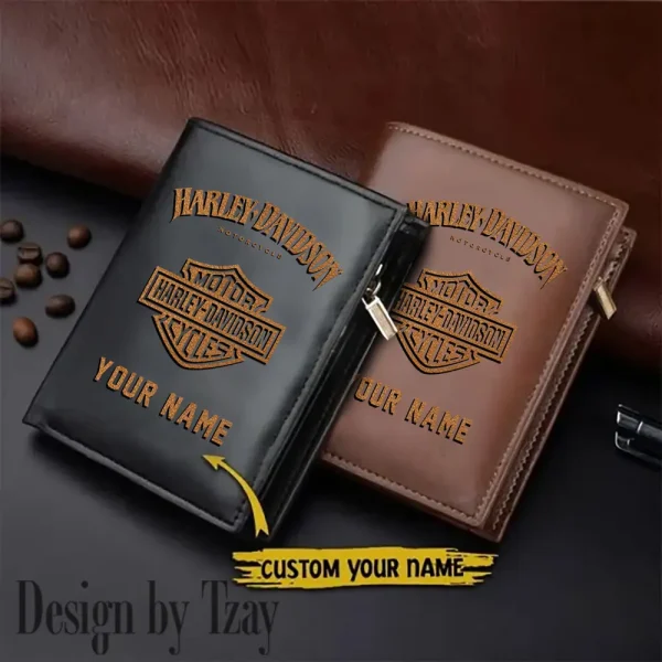 Harley Davidson Men Leather Zipper Vertical Purse VDLVW026