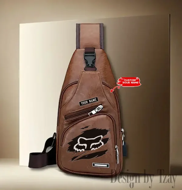 Fox Racing Leather Sling Backpack With Adjustable Strap Khaki Color CBSLTBPAS002