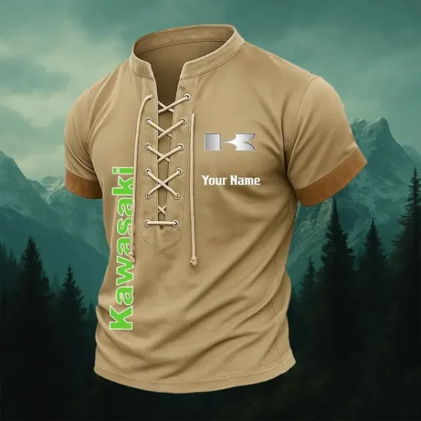 Kawasaki Retro Summer Men's Tops Casual Short Sleeve